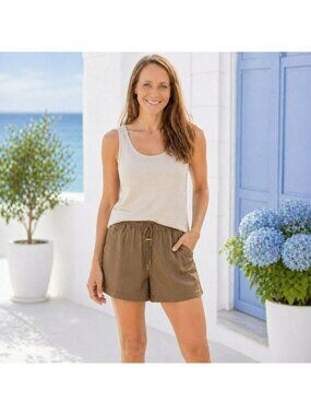 New Varley Barket Stretch Twill Woven Shorts Womens XS Tan